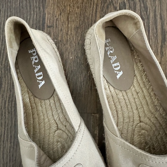 Nude Prada ballet loafers with canvas bottom material - Picture 3 of 7